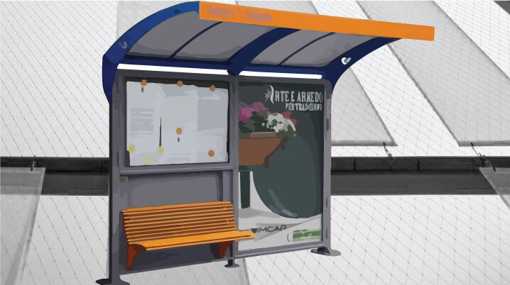 Banc avec aubette pour l'arrêt de bus