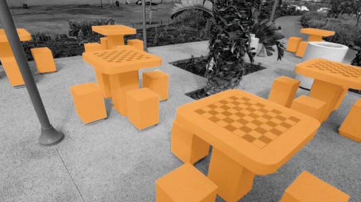 Tables de jeux de dames et Ludo